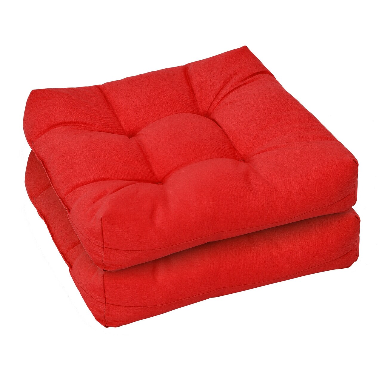 Set of 2 Outdoor Indoor Chair Cushions with Thick Cotton Filling and Reversible Design